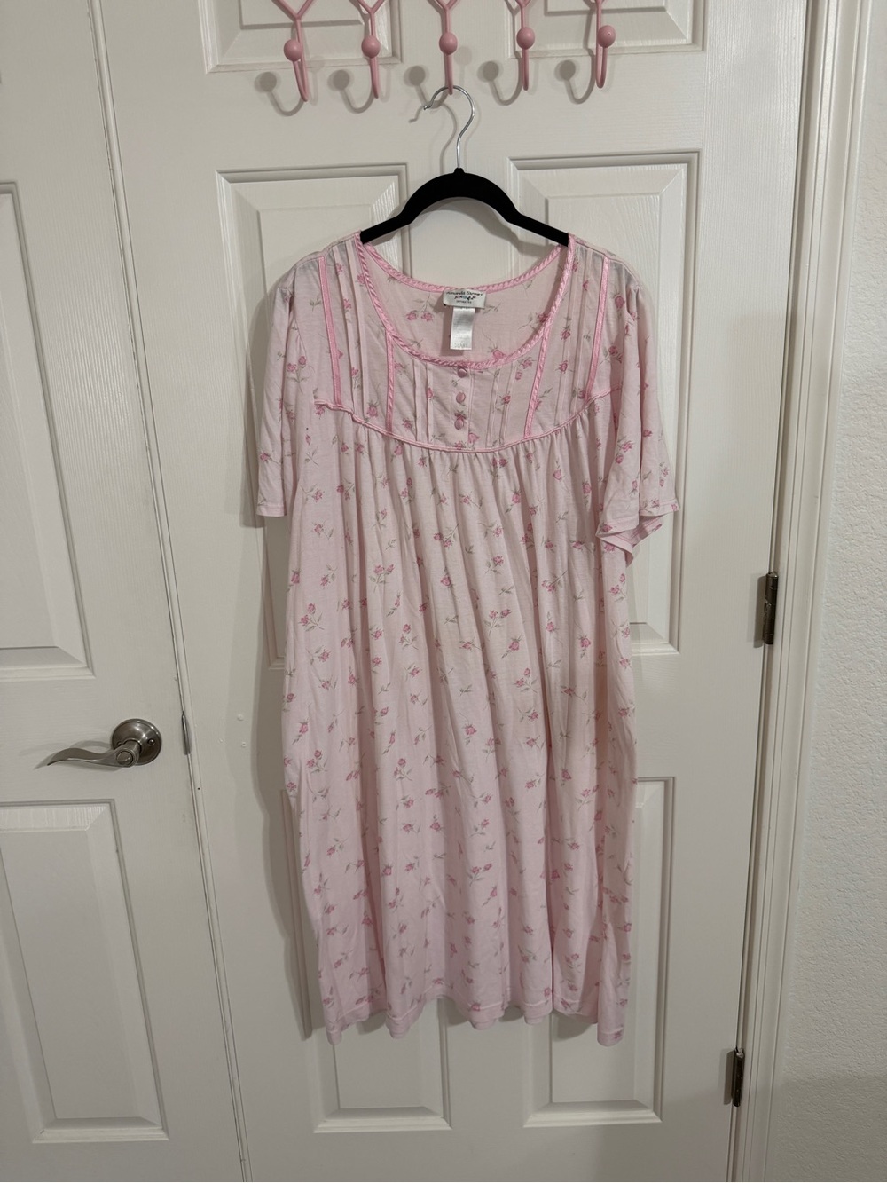 Vintage Sears Amanda Stewart 1X Pink Floral Muumuu House Dress Nightgown